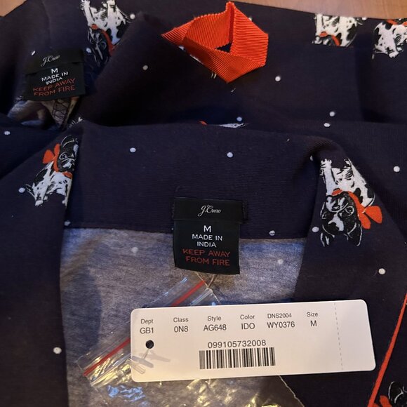 J.Crew NWT Dreamy Pajamas with Holiday French Bulldog Print - Picture 9 of 11